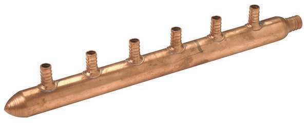 PEX Manifold, Copper, PEX, 15-1/2 In. L