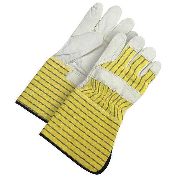 Leather Gloves, Elastic Cuff, L