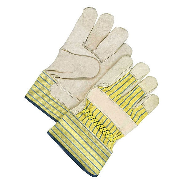 Leather Gloves, Elastic Cuff, L
