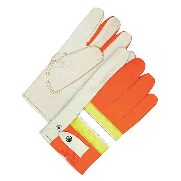 Grain Cowhide Snapback Roper HiViz Spandex Back Orange, Size L