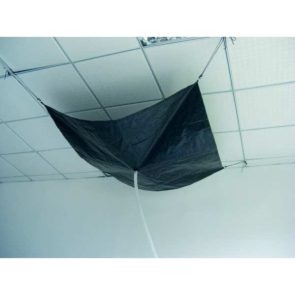 Roof Leak Diverter, 5 ft x 5 ft, Polyethylene, Steel Rings in Each Corner, Black