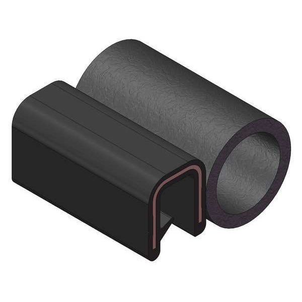 Edge Grip Seal, EPDM, 100 ft Length, 0.7325 in Overall Width, Style: Trim with a Top Bulb