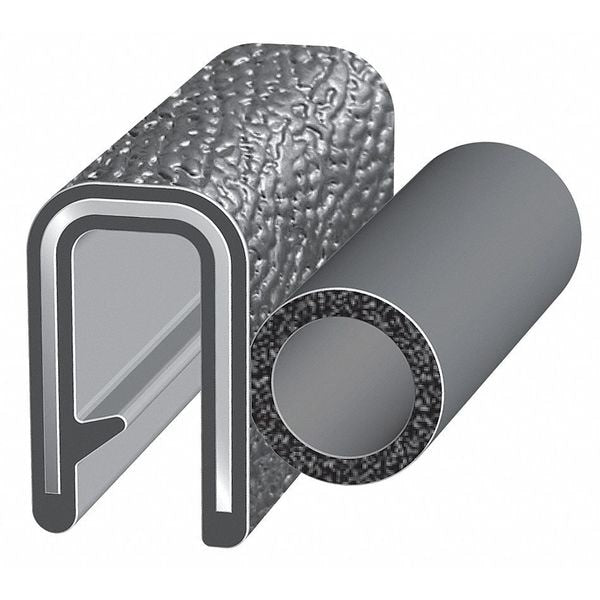 Edge Grip Seal, EPDM, 25 ft Length, 0.88875 in Overall Width, Style: Trim with a Top Bulb