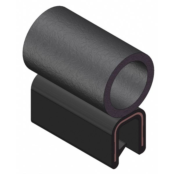 Edge Grip Seal, EPDM, 25 ft Length, 0.625 in Overall Width, Style: Trim with a Side Bulb