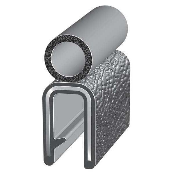 Edge Grip Seal, EPDM, 100 ft Length, 1.045 in Overall Width, Style: Trim with a Top Bulb