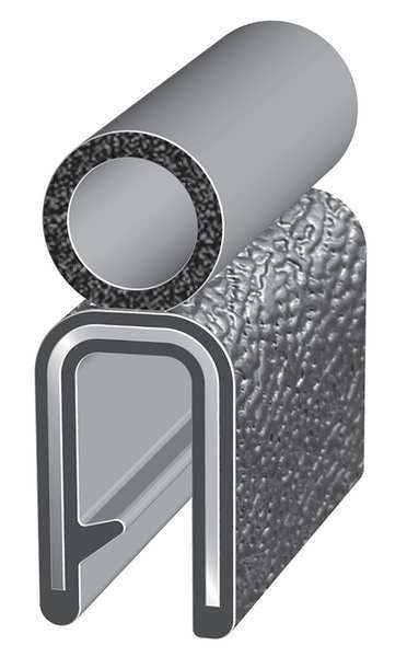 Edge Grip Seal, EPDM, 250 ft Length, 0.437 in Overall Width, Style: Trim with a Top Bulb
