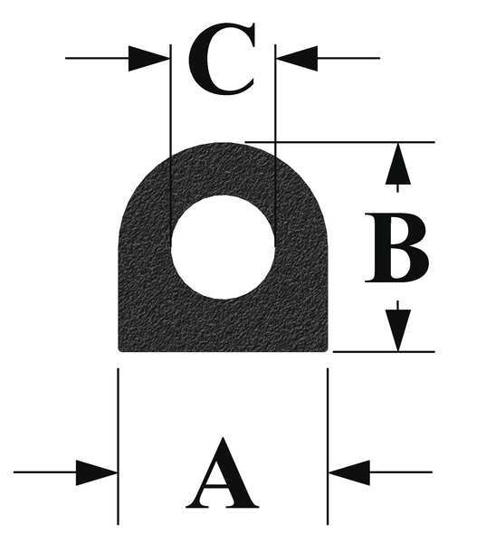 Rubber Seal, D-Shaped, 0.5