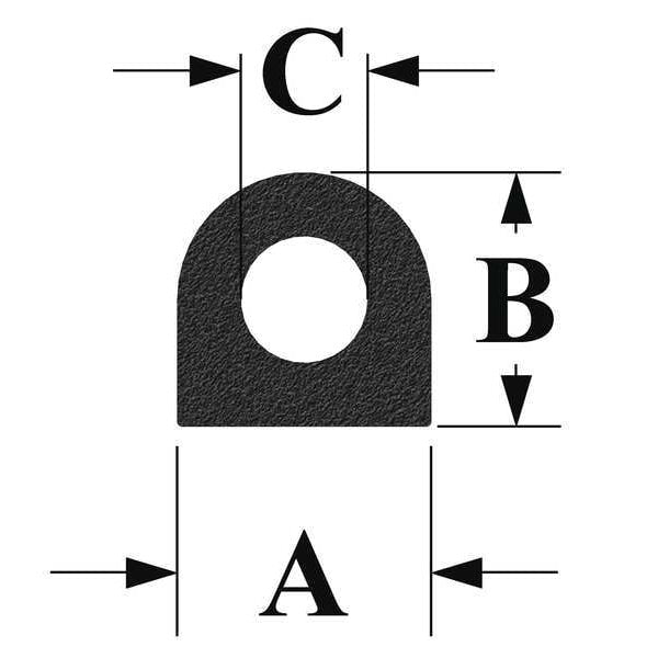 Rubber Seal, D-Shaped, 0.5