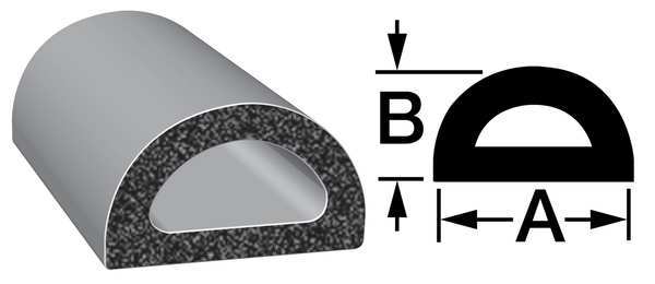 Rubber Seal, D-Shaped, 0.75