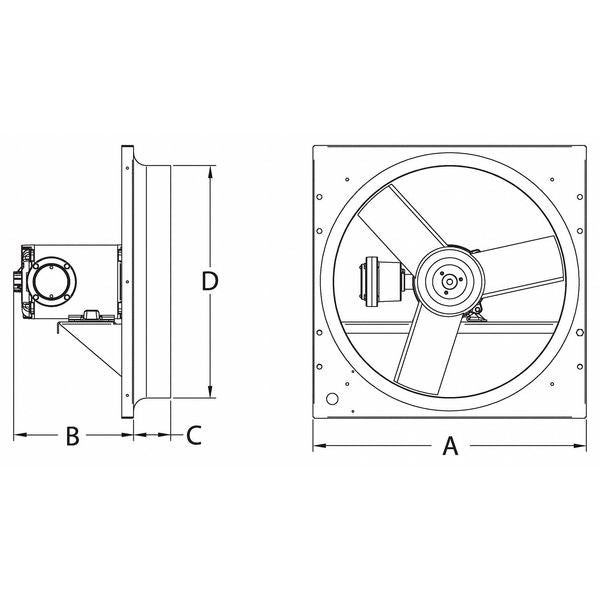 Exhaust Fan, 16 In, 3 Phase, Haz Location
