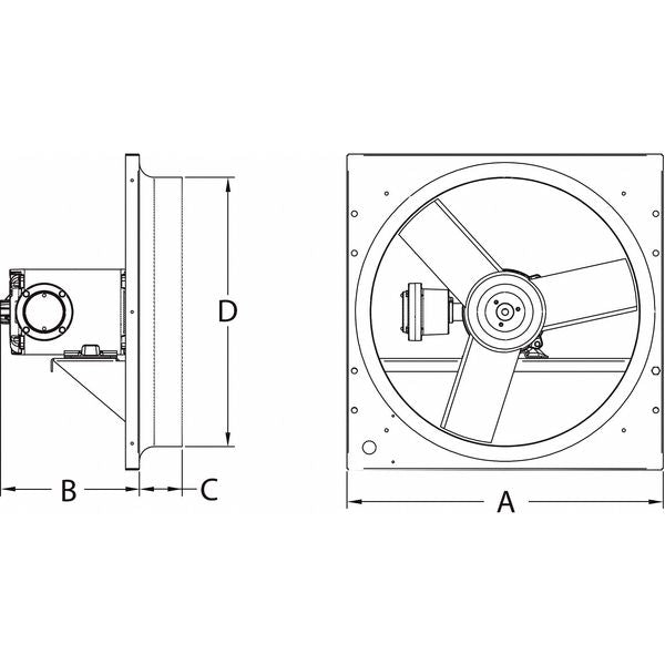 Exhaust Fan, 16 In, 3 Phase, Haz Location
