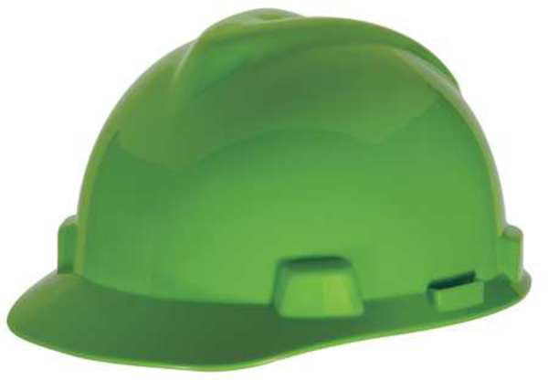 V-Gard Front Brim Hard Hat, Type 1, Class E, Ratchet (4-Point), Bright Lime Green