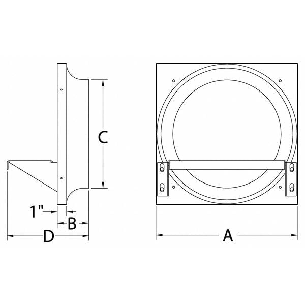 Exhaust Fan Venturi Frame, 34x34, Galv