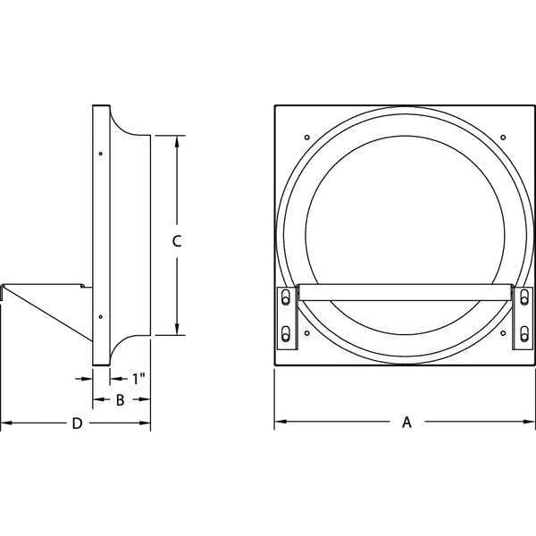 Exhaust Fan Venturi Frame, 34x34, Galv