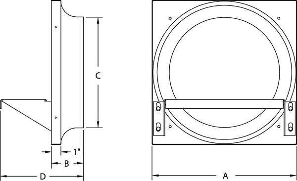 Exhaust Fan Venturi Frame, 20x20, Galv