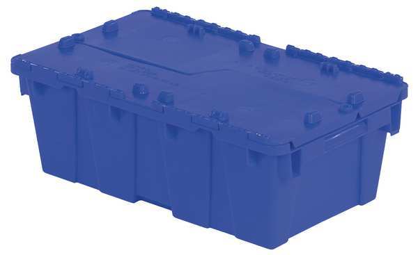 Blue Attached Lid Container, Plastic, Metal Hinge