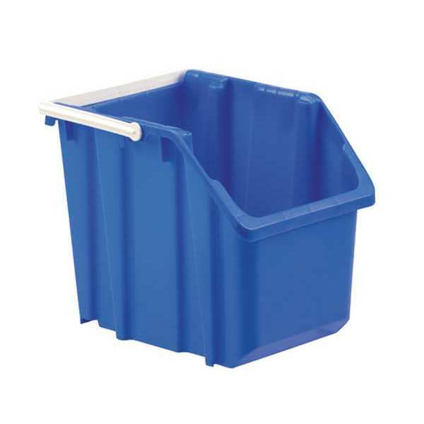 Stack & Nest Bin, Blue, Plastic, 11 5/8 in W x 12 1/2 in H, 6 gal Load Capacity