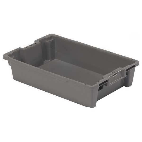 Stack & Nest Bin, Gray, Plastic, 23 5/8 in L x 15 3/4 in W x 5 1/4 in H, 70 lb Load Capacity
