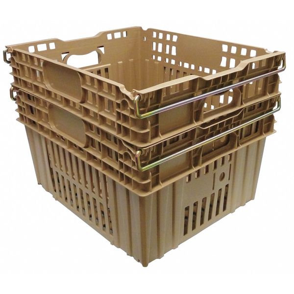 Stack & Nest Container, Beige, Plastic, 20 1/4 in W, 6 3/4 in H, 1.25 cu ft Volume Capacity