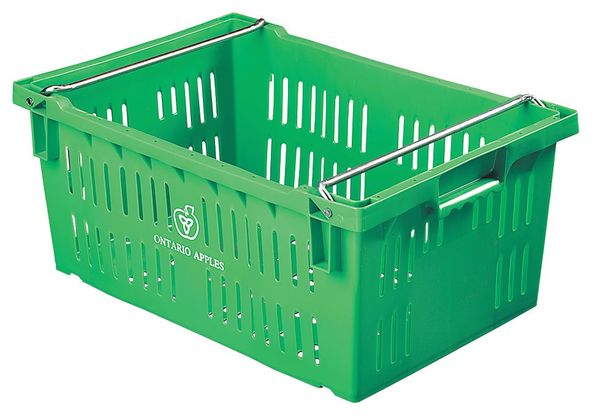 Stack & Nest Bin, Green, Plastic, 23 5/8 in L x 15 3/4 in W x 10 1/4 in H, 40 lb Load Capacity