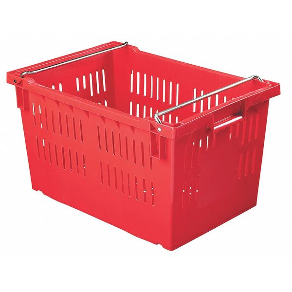 Stack & Nest Bin, Green, Plastic, 23 5/8 in L x 15 3/4 in W x 13 1/4 in H, 40 lb Load Capacity