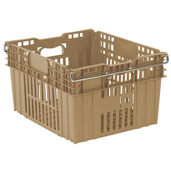 Stack & Nest Bin, Beige, Plastic, 24 in L x 20 in W x 13 3/8 in H, 40 lb Load Capacity