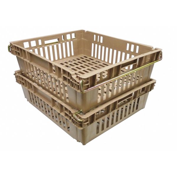 Stack & Nest Bin, Beige, Plastic, 24 in L x 20 in W x 13 3/8 in H, 40 lb Load Capacity