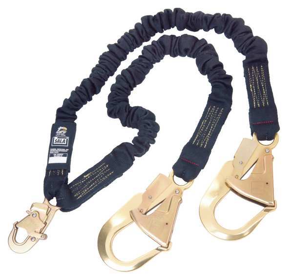 Shock Absorbing Lanyard, 6 ft., 310 lb. Weight Capacity, Black