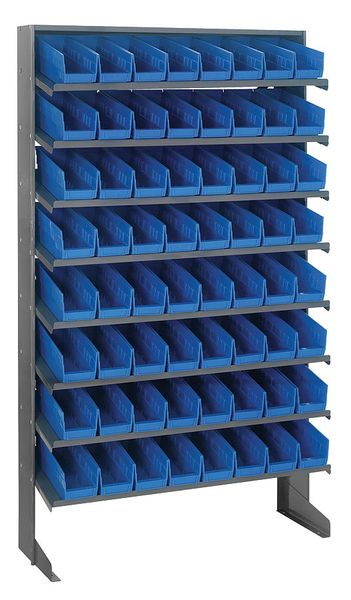 Steel Pick Rack, 36 in W x 64 in H x 12 in D, 8 Shelves, Blue