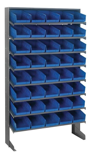 Steel Pick Rack, 36 in W x 64 in H x 12 in D, 8 Shelves, Blue