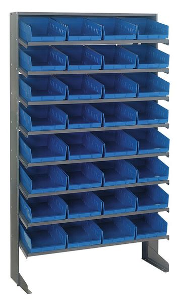 Steel Pick Rack, 36 in W x 64 in H x 12 in D, 8 Shelves, Blue