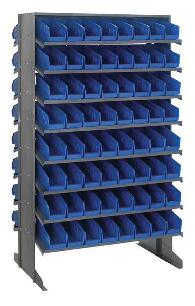 Steel Pick Rack, 36 in W x 64 in H x 24 in D, 16 Shelves, Blue