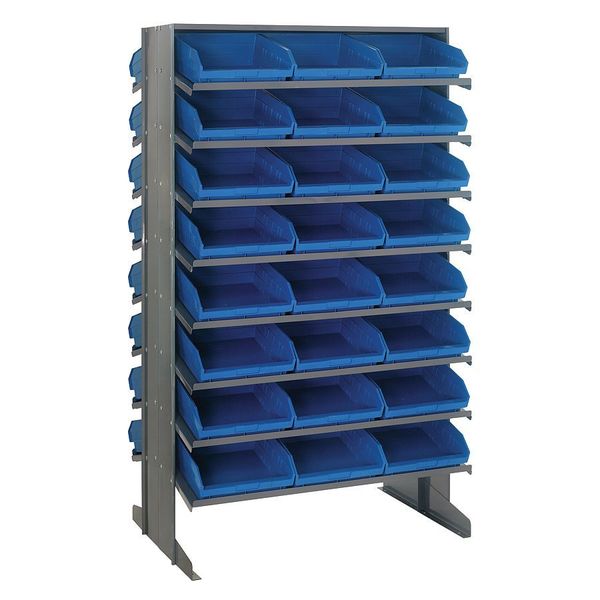 Steel Pick Rack, 36 in W x 64 in H x 16 Shelves, Blue