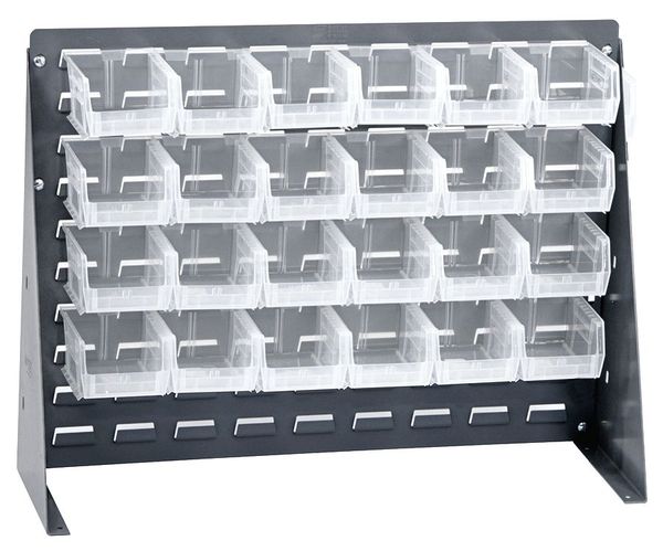 Steel Louvered Bench Rack, 27 in W x 1/4 in D x 21 in H, Gray