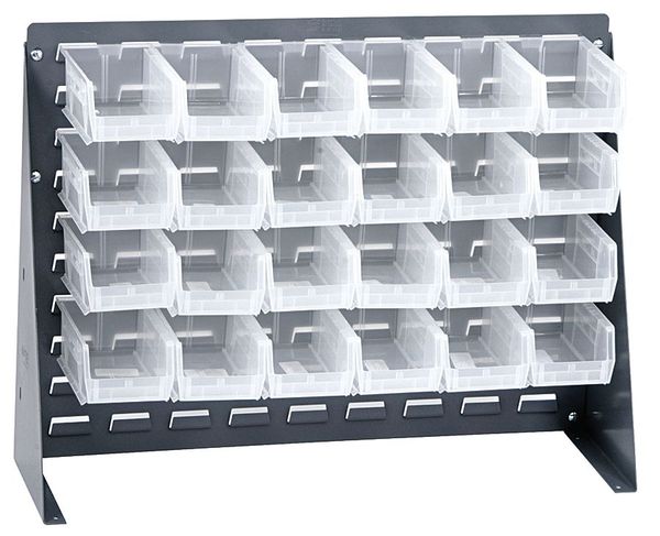Steel Louvered Bench Rack, 27 in W x 1/4 in D x 21 in H, Gray