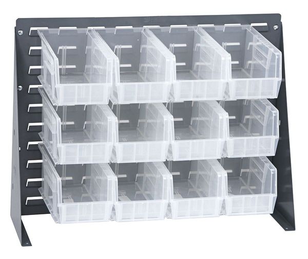 Steel Louvered Bench Rack, 27 in W x 1/4 in D x 21 in H, Gray