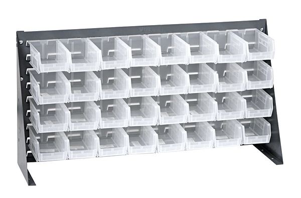 Steel Louvered Bench Rack, 36 in W x 1/4 in D x 20 in H, Gray