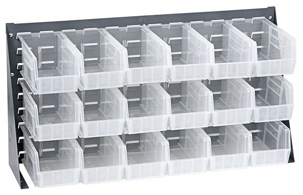 Steel Louvered Bench Rack, 36 in W x 1/4 in D x 20 in H, Gray