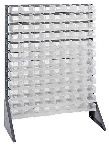 Steel Bin Rail Floor Rack, 36 in W x 15 in D x 54 in H, Clear