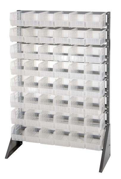 Steel Bin Rail Floor Rack, 36 in W x 15 in D x 54 in H, Clear