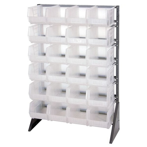 Steel Bin Rail Floor Rack, 36 in W x 15 in D x 54 in H, Clear
