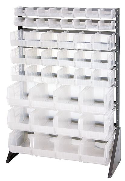 Steel Bin Rail Floor Rack, 36 in W x 15 in D x 54 in H, Clear