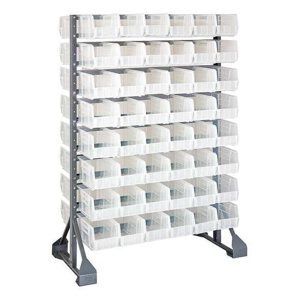 Steel Bin Rail Floor Rack, 36 in W x 20 in D x 54 in H, Clear