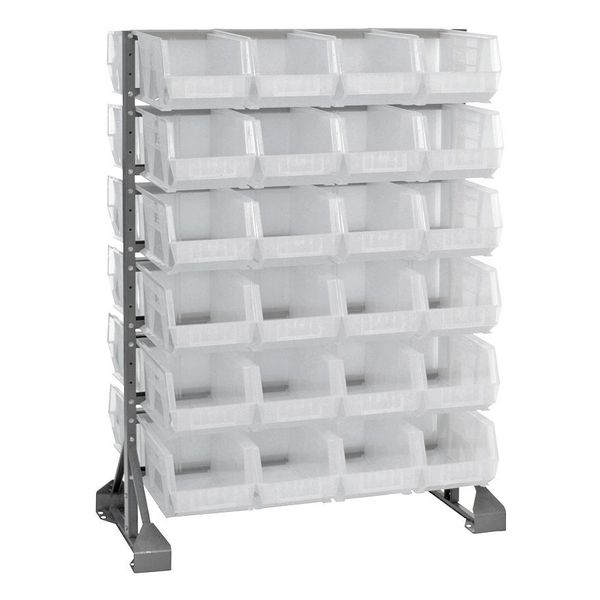 Steel Bin Rail Floor Rack, 36 in W x 20 in D x 54 in H, Clear