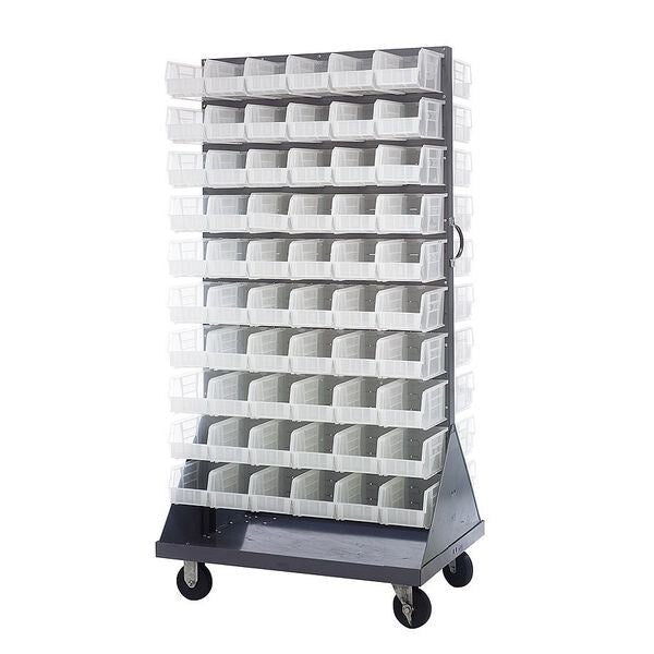 Steel Mobile Louvered Floor Rack, 36 in W x 24 in D x 72 in H, Gray