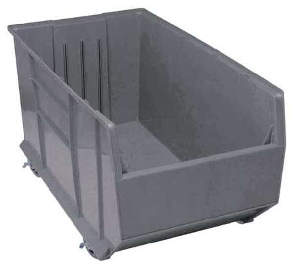 Mobile Storage Bin, Gray, Polypropylene, 41 7/8 in L x 19 7/8 in W x 17 1/2 in H