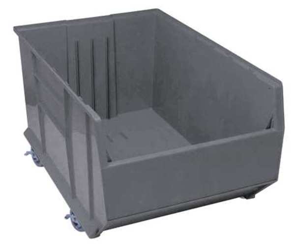 Mobile Storage Bin, Gray, Polypropylene, 41 7/8 in L x 23 7/8 in W x 17 1/2 in H
