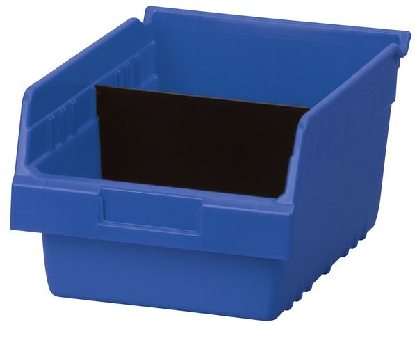 Shelf Storage Bin, Blue, Plastic, 11 5/8 in L x 8 3/8 in W x 6 in H, 35 lb Load Capacity