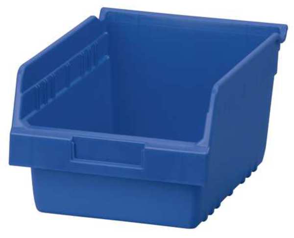 Shelf Storage Bin, Blue, Plastic, 11 5/8 in L x 8 3/8 in W x 6 in H, 35 lb Load Capacity