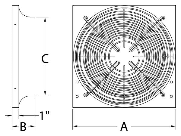 Exhaust Fan Venturi Frame, 12x12, Galv